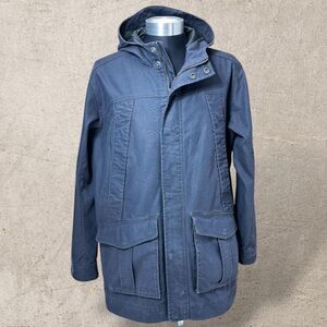Timberland Hooded Jacket Utility Parka Coat Full Zip Pockets Blue SystemD Size L